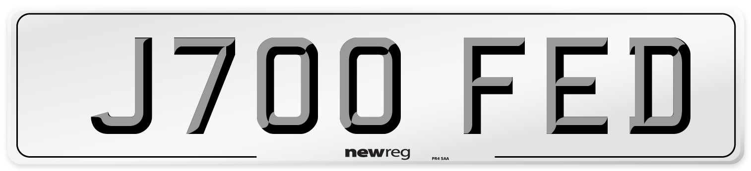 J700 FED Number Plate from New Reg